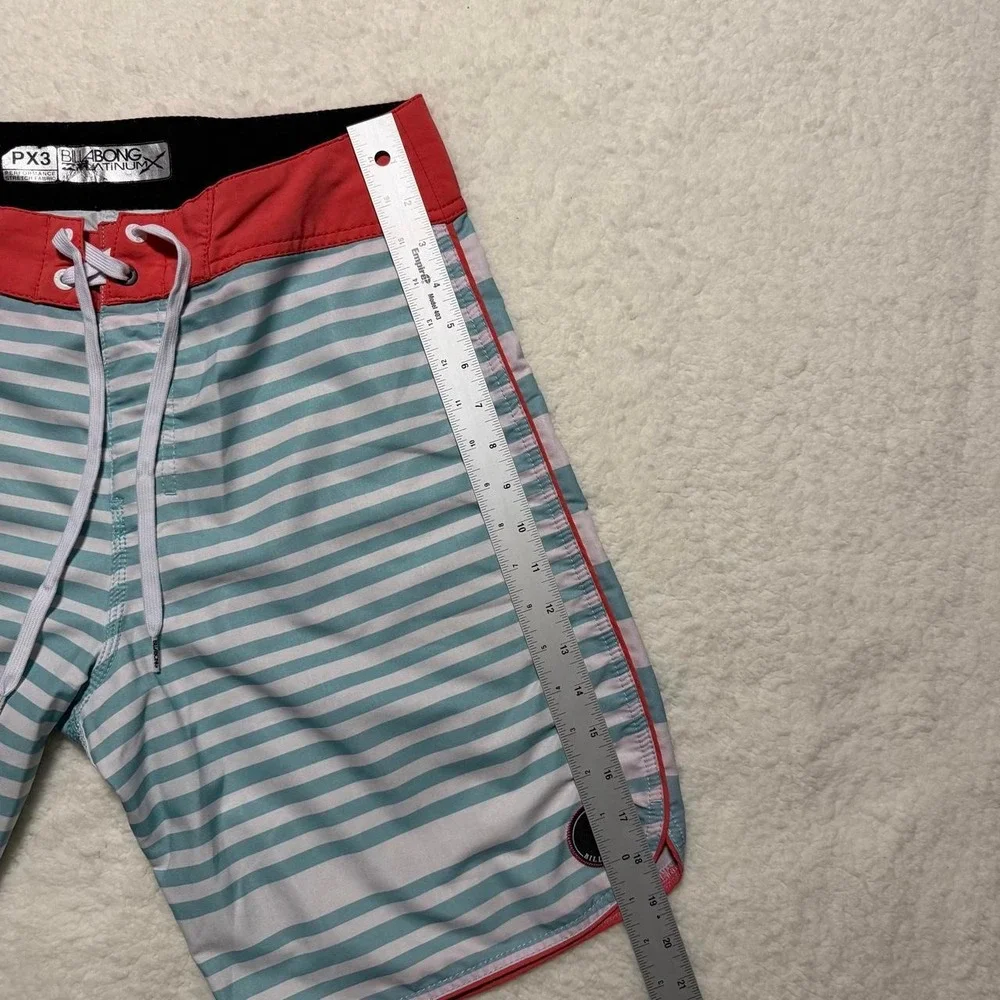 Billabong Platinum X PX3 Board Shorts Mens 32 Teal White Striped AD011-507
